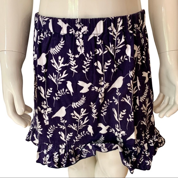 OSCAR DE LA RENTA Girls Cotton Poplin Bird Print Skirt Elastic Waist Ruffle Hem - Picture 3 of 16